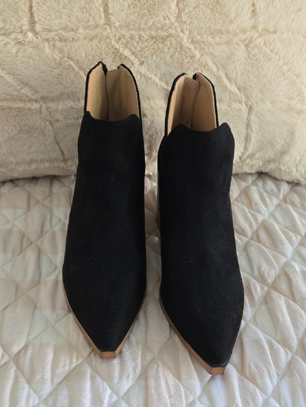 Women’s Black Cutout Suede Ankle Booties - Picture 2 of 5